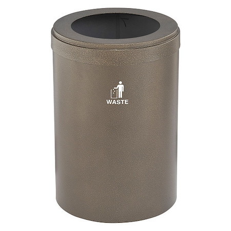 GLARO 41 Gal Round Recycling Bin, Funnel Top, Bronze Vein, Steel, 1 Openings - W-2042BV-BV-W