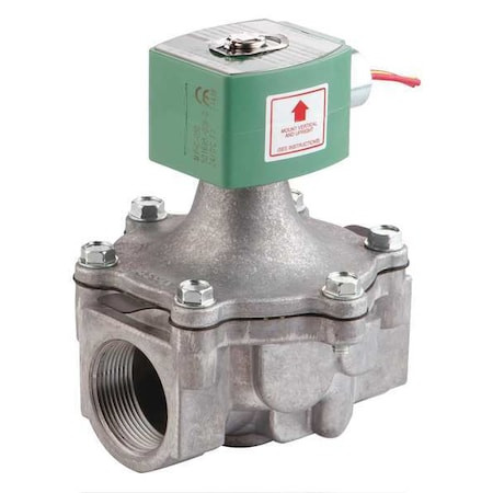 ASCO Solenoid Valve, 2-way, 2-position, Normally Closed, 1-1/2 in Pipe Size, 12v Dc, High Flow, Aluminum - 8215G070-12/DC