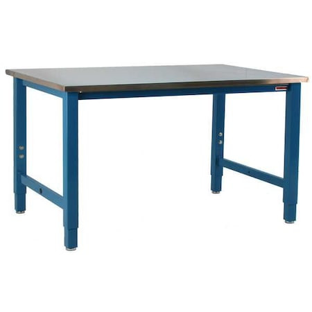 BENCHPRO Bolted Workbenches, Stainless Steel, 60" W, 30" to 36" Height, 6600 Lb., Straight - KN3660+LP
