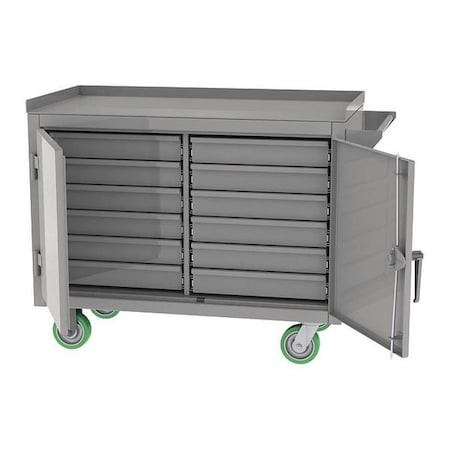 GREENE MANUFACTURING Mobile Bench,7 Drawer/shelf,48"x42" - EXM-700-48
