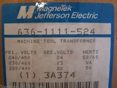 636-1111-524 - JEFFERSON - 50/60HZ MACHINE TOOL TRANSFORMER 636-1111-524 - JEFFERSON - 50/60HZ MACHINE TOOL TRANSFORMER