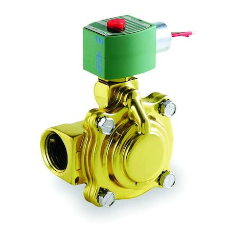 ASCO Solenoid Valve, 2-way, 2-position, Normally Closed, 1 in Pipe Size, 120v Ac, High Flow, Brass, Nbr - EF8210G004