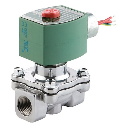 ASCO Solenoid Valve, 2-way, 2-position, Normally Open, 1/2 in Pipe Size, 120v Ac, High Flow, Nbr - 8210G030