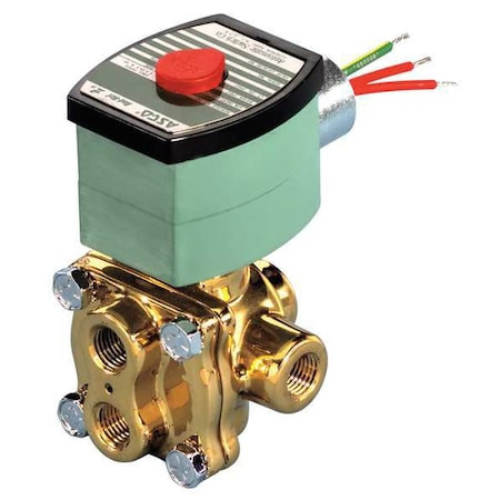 ASCO Solenoid Valve, 4-way, 2-position, 3/8 in Pipe Size, 120v Ac, Manual Operator, Direct Acting, Brass - EF8342G003PMS120/60DA