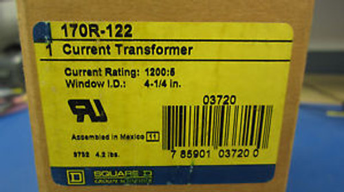 SQUARE D  170R-122  CURRENT TRANSFORMER 1200:5 RATIO 600V - 1 NEW PC