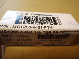 10K RCD  Chip Resistor MC1206-4421 FTW 4.42K 1%