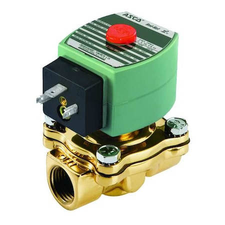 ASCO Solenoid Valve, 2-way, 2-position, Normally Closed, 3/4 in Pipe Size, 120v Ac, High Flow, Brass - SC8210G003