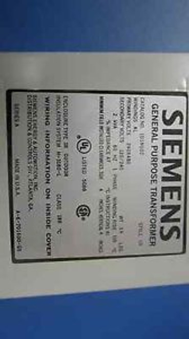 SIEMENS1D1N002ENCAPSULATED TRANSFORMERS 2KVA PV:240/480SV:120/24060HZ NEW