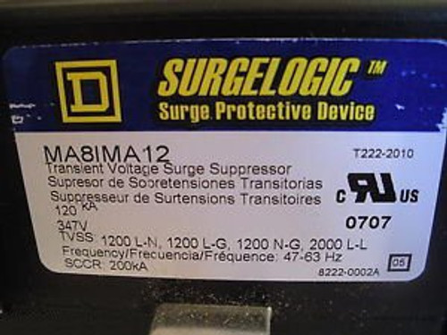 Square D MA8IMA12 Surgelogic Transient Voltage Surge Protector Suppressor 347V