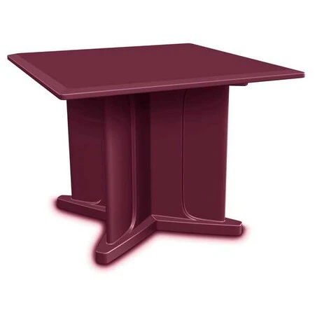 CORTECH Square Table, 42 in W, 42 in L, 29 in H, Polyethylene Top, Burgundy - 66750BY