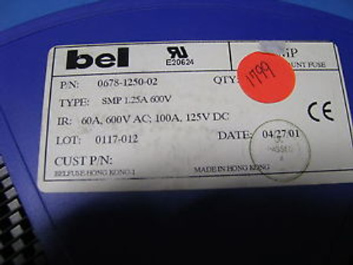 BEL FUSE 1.25A 600V TELECOM SMP PART # 0678-1250-02  1700 PC PARTIAL REEL