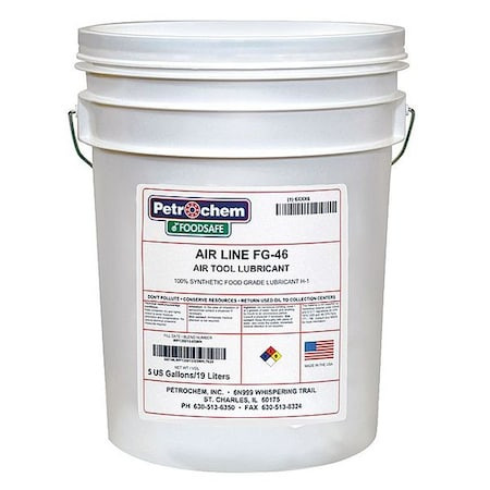PETROCHEM Food Grade Synthetic Lubricant, 5 Gal. - FOODSAFE AIRLINE TOOL FG-46-005