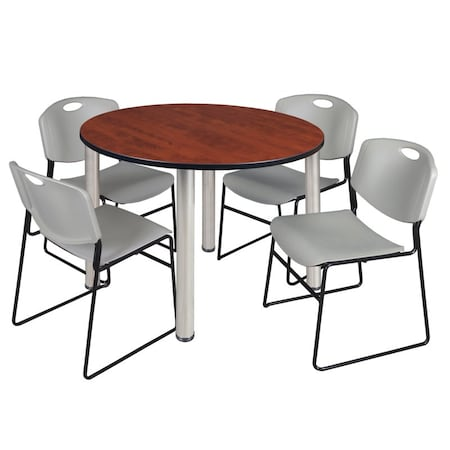 REGENCY Kee Round Table & Chair Set, Wood, Metal, Polypropylene Top - TB48RNDCHBPCM44GY