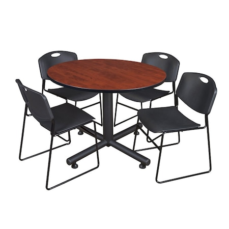 Kobe Round Table & Chair Set, Wood, Metal, Polypropylene Top - TKB48RNDCH44BK
