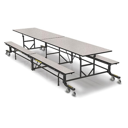 PALMER HAMILTON Rectangle Cafeteria Bench Table, 145 in W, 29 in H, White Nebula - 19F18293012WNB