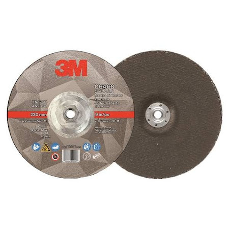 3M Abrasive Cut-off Wheel, Type 27, 9 in Dia, 0.125 in Thick, 5/8"-11 Arbor Hole Size, Ceramic - 06468