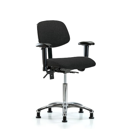 BLUE RIDGE ERGONOMICS Chair,fabric,med Bench,chr Aa Glides,blk, 6-way Adjustable, 22" to 29" Height, Black - BR-FMBCH-CR-T0-A1-NF-RG-F42