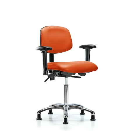 BLUE RIDGE ERGONOMICS Medium Bench Chair Chair,vin,med Ben,chr Tilt Aa Gld,orange, Adjustable Arms, 22" to 29" Height - BR-VMBCH-CR-T1-A1-NF-RG-8613
