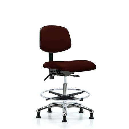 BLUE RIDGE ERGONOMICS Medium Bench Chair Chair,vin,med Ben,chr Tilt Cf Gld,burg, No Arms, 22" to 29" Height, Vinyl - BR-VMBCH-CR-T1-A0-CF-RG-8569