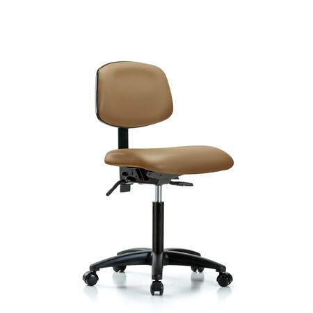 BLUE RIDGE ERGONOMICS Chair,vinyl,med Bench,tilt Casters,taupe, No Arms, 22" to 29" Height, Taupe - BR-VMBCH-RG-T1-A0-NF-RC-8584