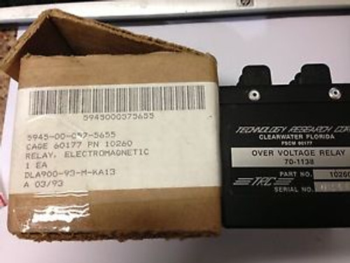 TECHNOLOGY RESEARCH CORP OVER VOLTAGE RELAY 70-1138 NSN: 5945-00-057-5655