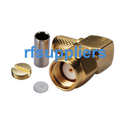 100, RP-SMA Plug(female pin) right angle connector Crimp LMR195 RG58 RG400 cable
