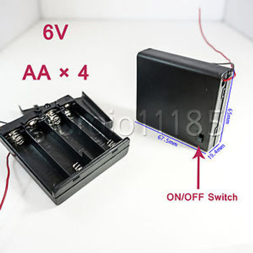 50pcs Battery Holder Box Case w/Wire 4 X AA 6V Switch