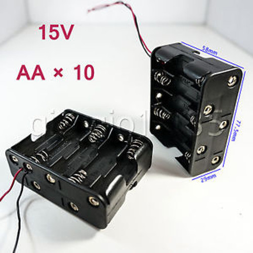50pcs Battery Holder Box Case w/Wire 10 X AA 15V A#