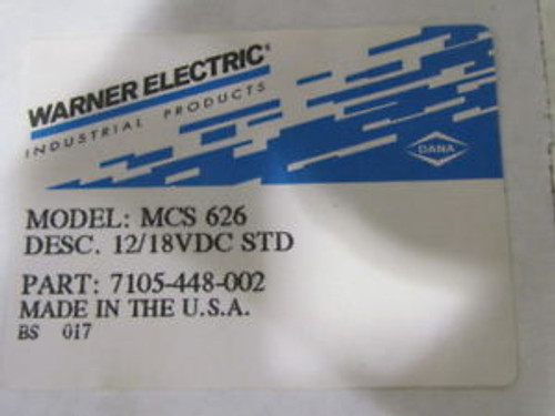 Warner Electric MCS-626 P/N 7105-448-002 NEW in BOX