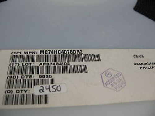 QTY: 100 UNITS P/N MC74HC4078DR2 ICS 8-lnput NOR/OR Gate 14-SOIC