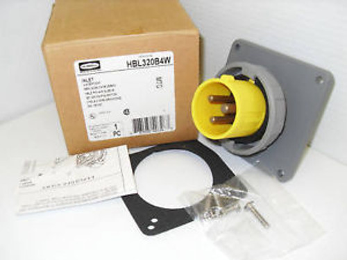NEW HUBBELL HBL320B4W 20-Amp PIN&SLEEVE INLET 320B4W 125V 20A