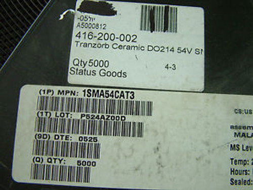 1SMA54CAT3 SMT REEL QTY 4500 TRANZORB 400W TRANSIENT SUPPERSSOR