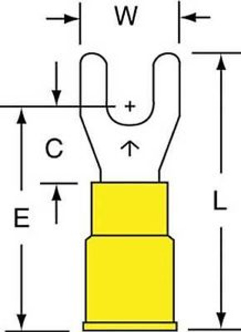 3M MVU10-8FK Fork Terminal,Yellow,12 to 10 AWG,PK500 G5830544