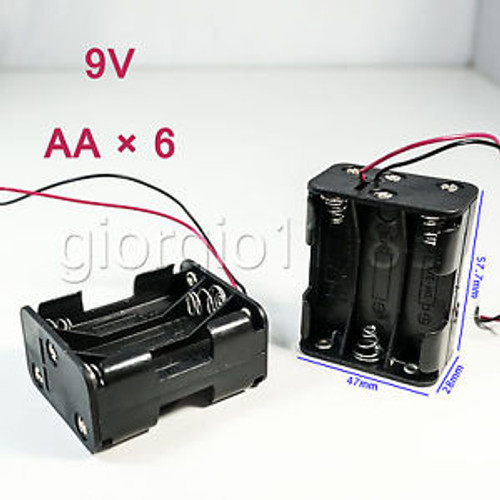 100pcs Battery Holder Box Case w/Wire 6 X AA 9V A#