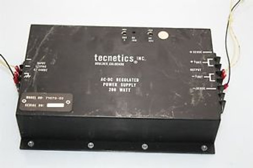TECNETICS AC-DC Regulated Power Supply 71073-02 Out: 200W Input: 115VAC 47-440Hz