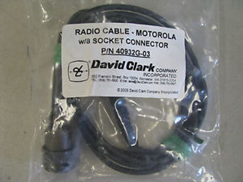 DAVID CLARK RADIO CABLE MOTOROLA W 8 SOCKET CONNECTOR # 40932G-03