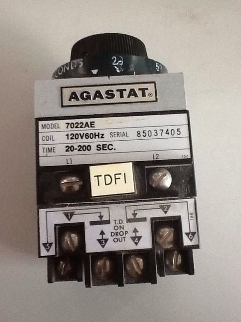 Agastat 7022Ae 120 V 60 Hz 20-200 Sec Time Delay Relay