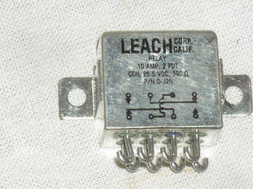 Leach D-J2N Dj2N Mil Military Hermetic Relay 26.5V Coil 10A Nsn 5945-00-966-9452