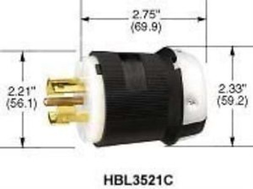 97B4600 Hubbell Wiring Devices-Hbl3523C-Connector,Power Entry,Plug,10A