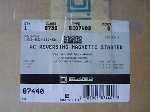 New Square D AC Reversing Magnetic Starter   8736 SC07V02   Size 1