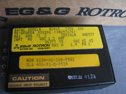 EG&G ROTRON POWER INVERTER 033201 & 0N247176  NSN: 6130-01-108-9582  ON247176