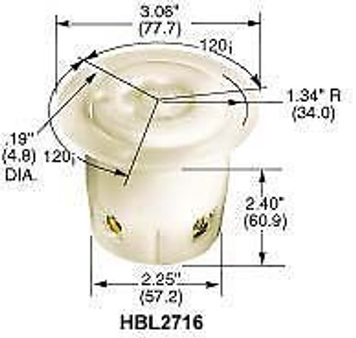 HUBBELL WIRING DEVICES HBL2726 CONNECTOR, POWER ENTRY, RECEPTACLE, 30A