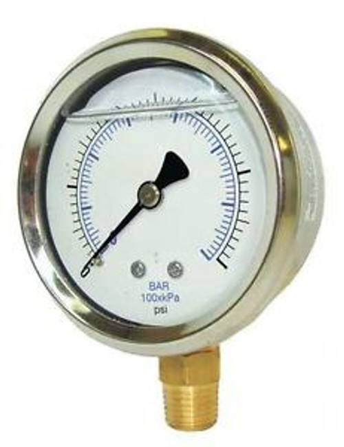 PIC GAUGES 201L-404CH Compound Gauge,Liquid,4 In.,30/0/300 psi