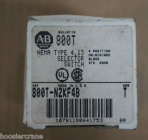 ALLEN-BRADLEY, MOD#800TN2KF4B SELECTOR SWITCH 4- POSITION, NEMA TYPE4