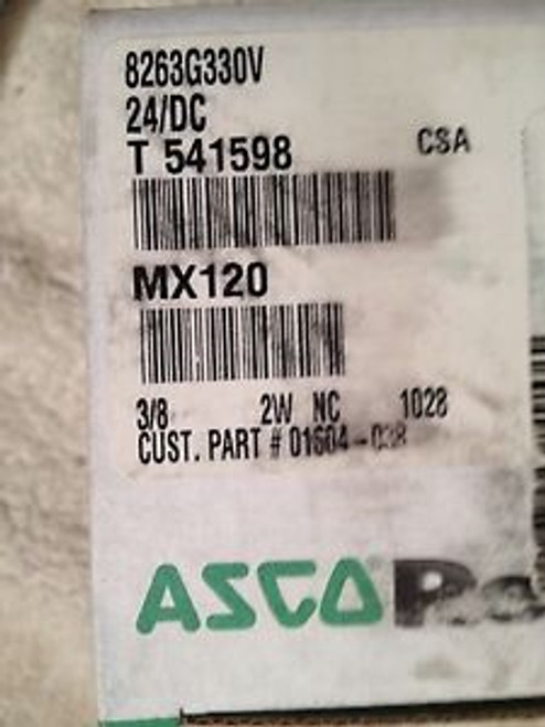 Asco New 8263G330V 3/8 2W, NC, 24VDC 316SS Solenoid Valve