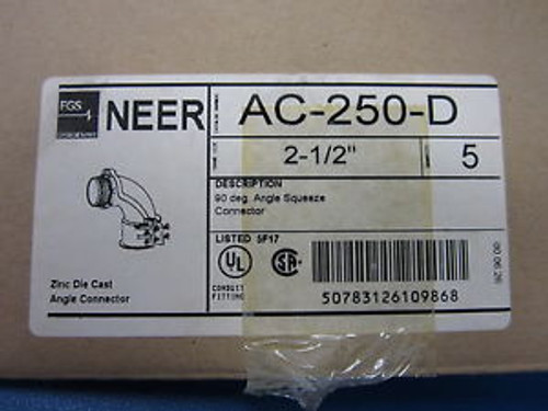 EGS ELECTRICAL GROUP, AC-250-D, 90 DEG. ANGLE SQUEEZE CONNECTOR 2-1/2 ( New )
