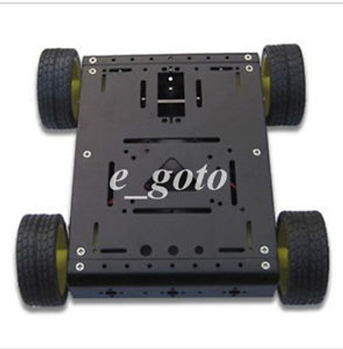 Black 4WD Drive Aluminum Mobile Robot Car Chassis Arduino Platform