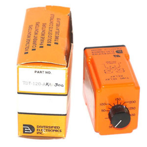 New DIVERSIFIED ELECTRONICS TDT-120-AKA-300 TIME DELAY RELAY 3-300 SEC.