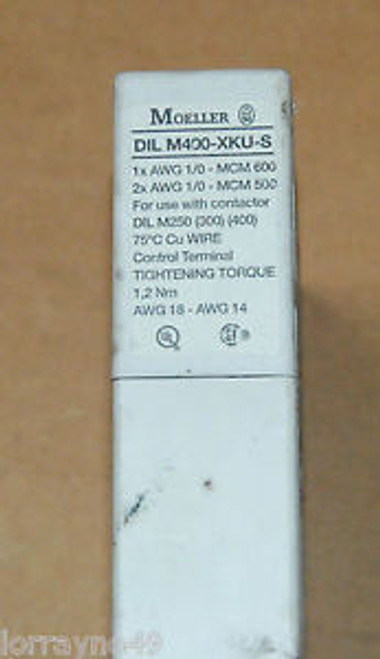 Moeller Wire Lugs Kits each kit covers 3-poles DILN400-XKU-S dual AWG 2/0 - 500