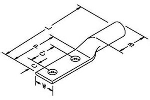 3M 31130 Copper 2-Hole Long-Barrel Lug,PK10 G5537971